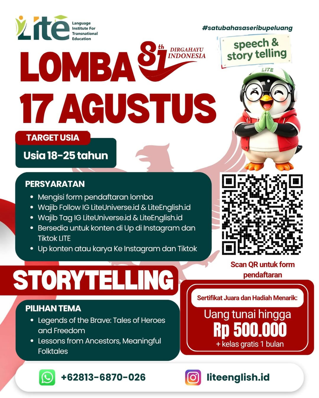 LOMBA SPEECH KEMERDEKAAN - LITE UNIVERSE & ENGLISH - Poster 2