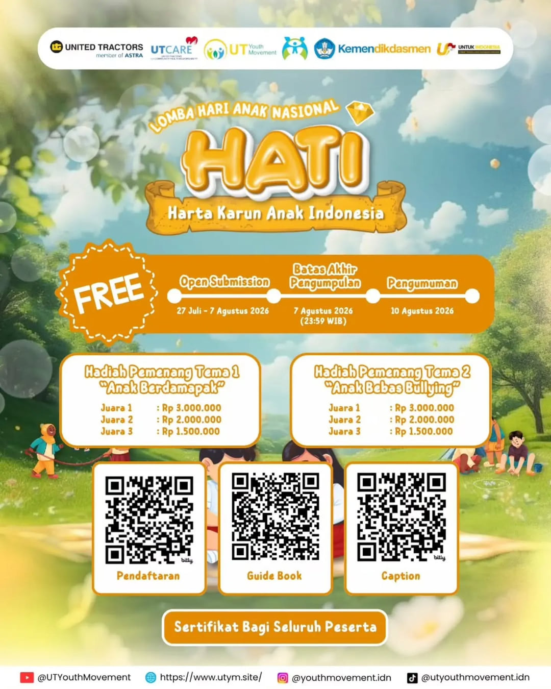 Lomba Hari Anak Nasional "HATI": Harta Karun Anak Indonesia UTYM 2026 - Poster 2