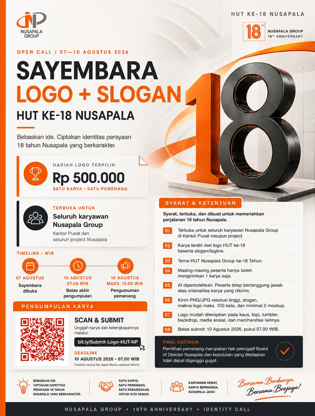 SAYEMBARA LOGO + SLOGAN HUT KE-18 NUSAPALA GROUP - Poster 2