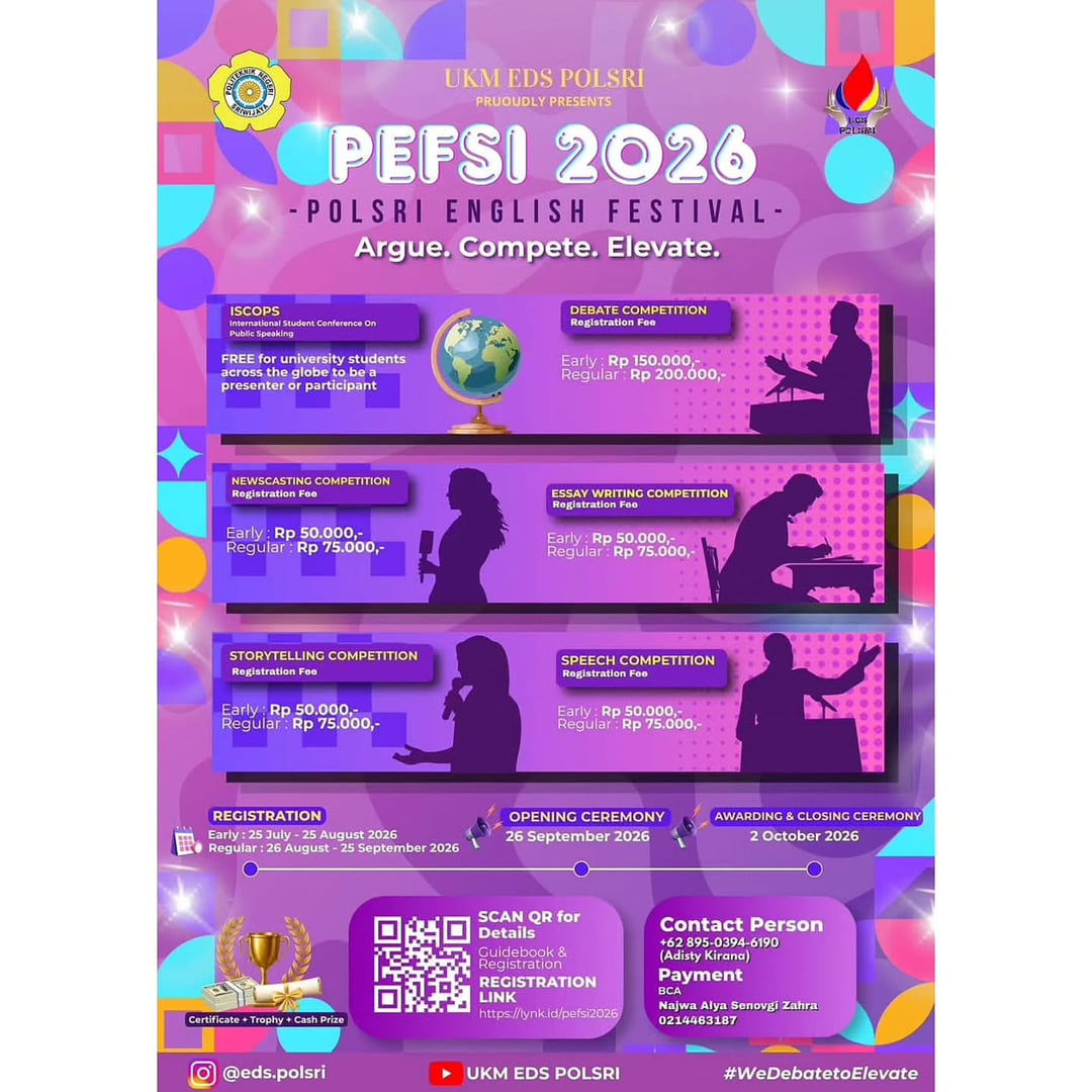 POLSRI ENGLISH FESTIVAL (PEFSI) 2026 - Poster 2
