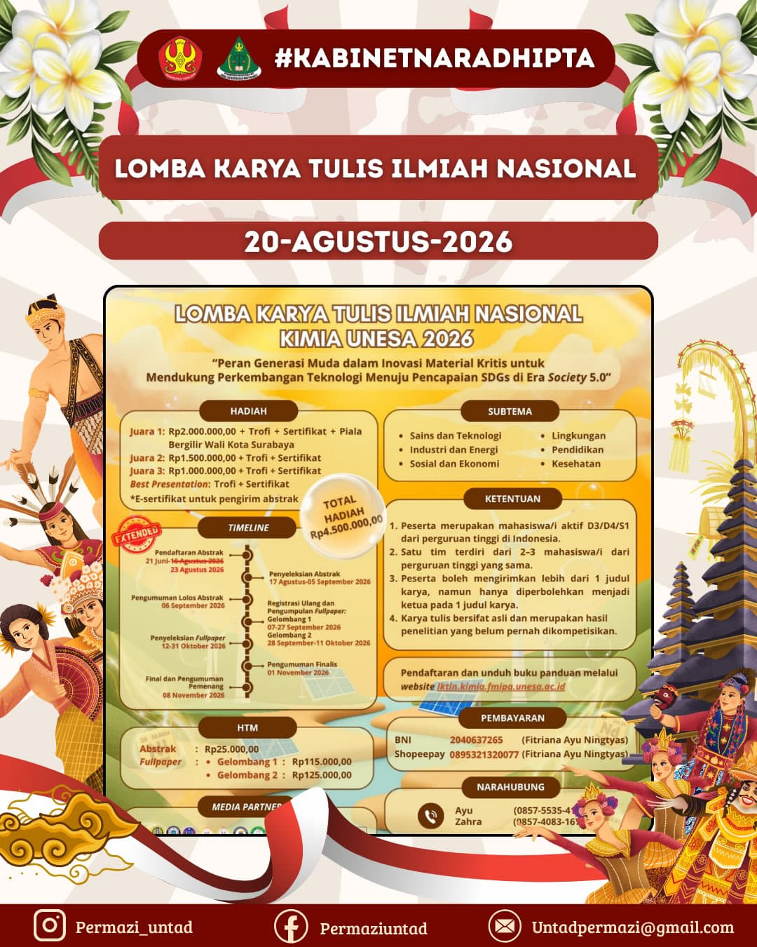 Lomba Karya Tulis Ilmiah Nasional Kimia Unesa 2026 - Poster 2