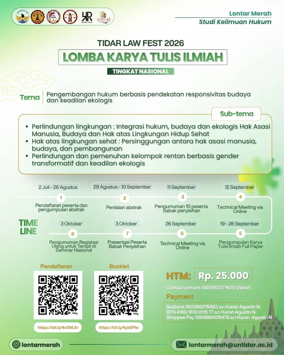 TIDAR LAW FEST 2026 - Lomba Karya Tulis Ilmiah - Poster 2