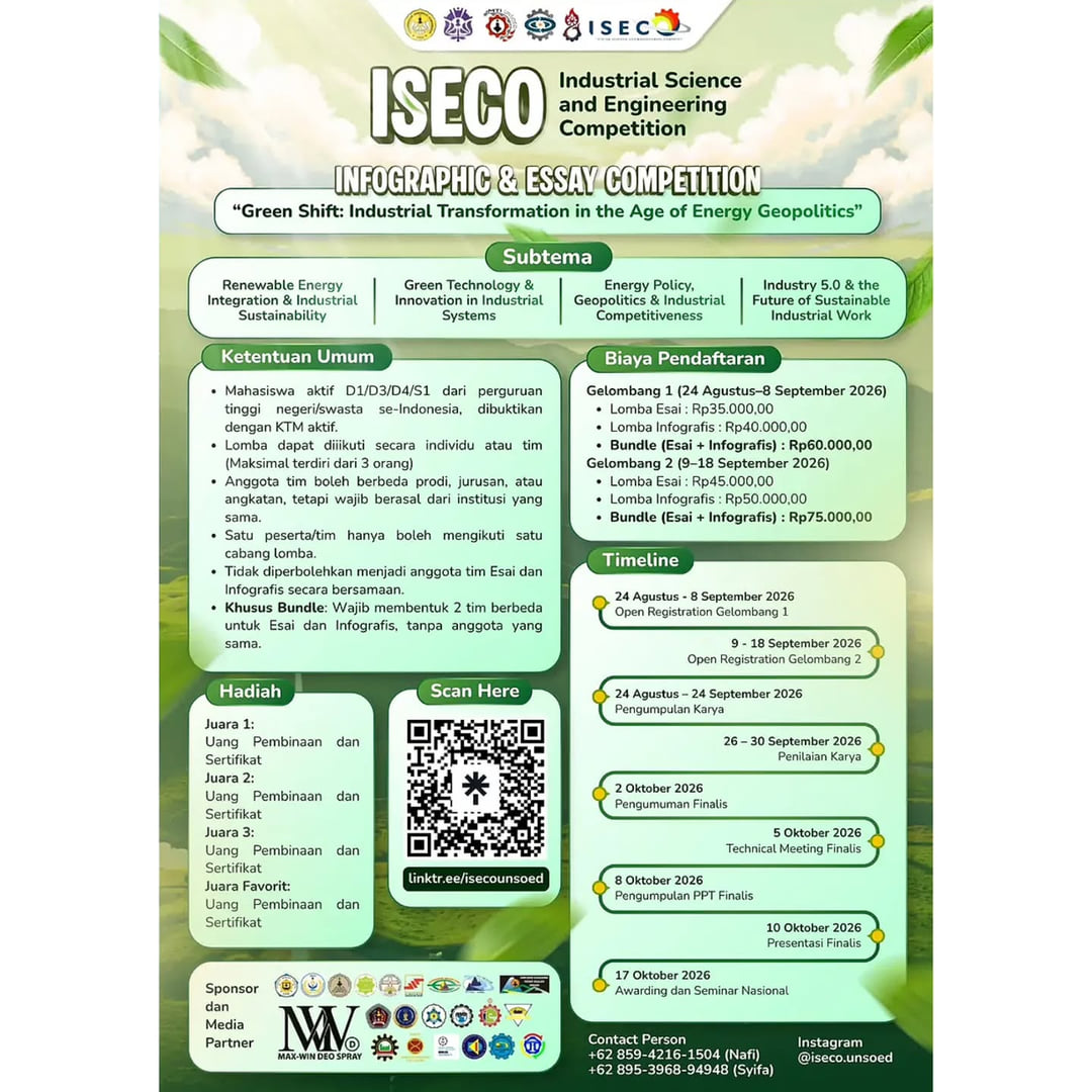 INDUSTRIAL SCIENCE AND ENGINEERING COMPETITION (ISECO) 2026 - Poster 2