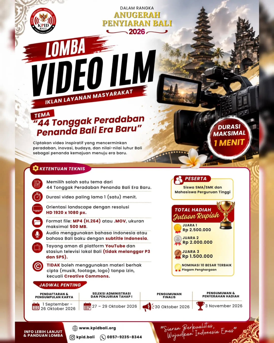Lomba Video ILM Anugerah Penyiaran Bali 2026 - Poster 2