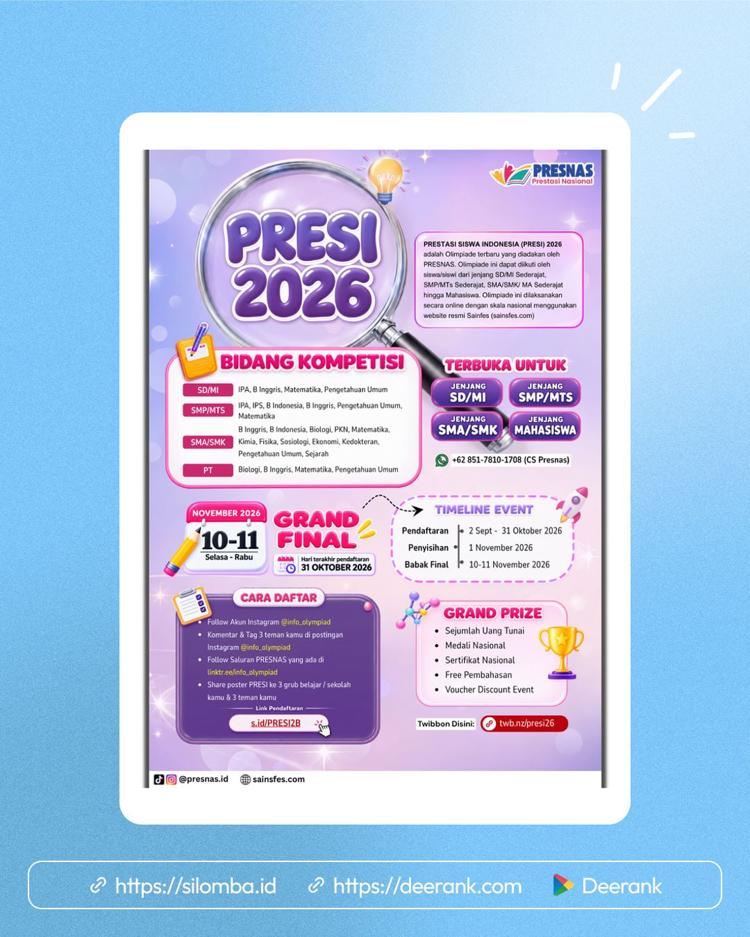 Prestasi Siswa Indonesia (PRESI) 2026 - Poster 1