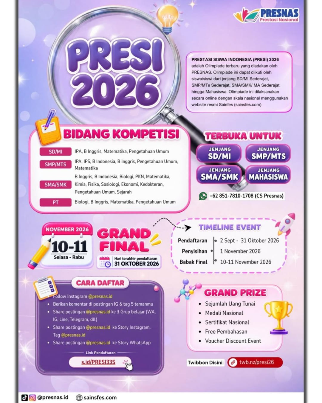 PRESTASI SISWA INDONESIA (PRESI) 2026 - Poster 2