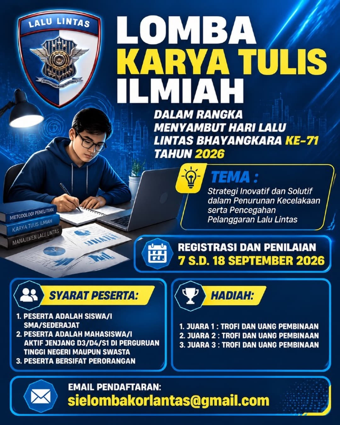Lomba Karya Tulis Ilmiah Hari Lalu Lintas Bhayangkara ke-71 - Poster 2