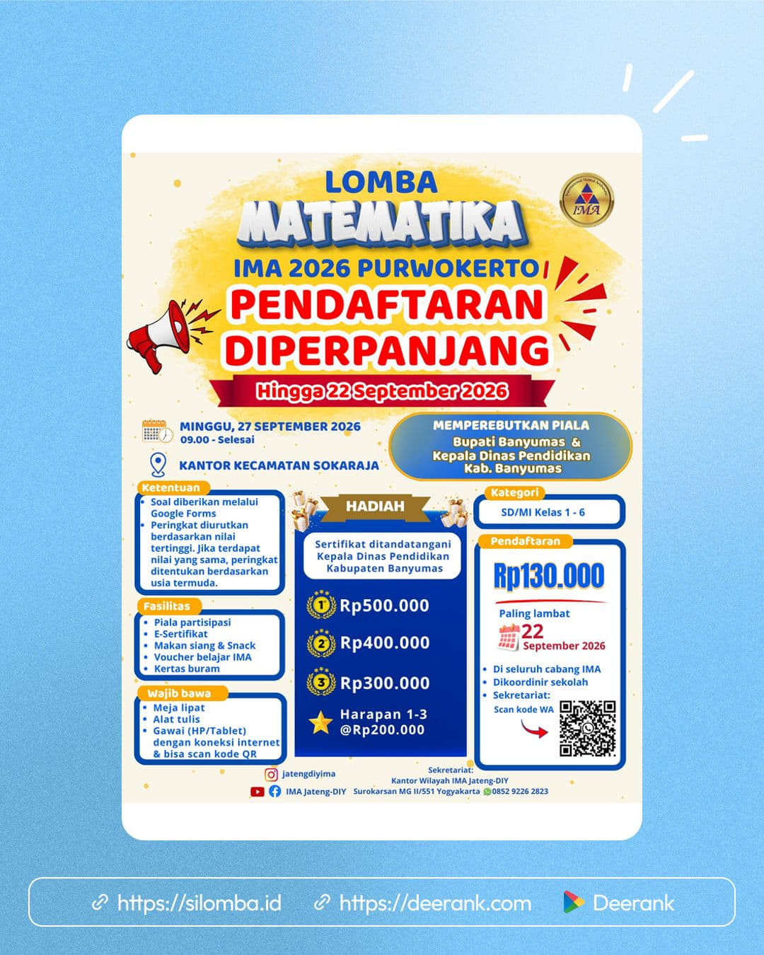 Lomba Matematika IMA 2026 Purwokerto - Poster 1