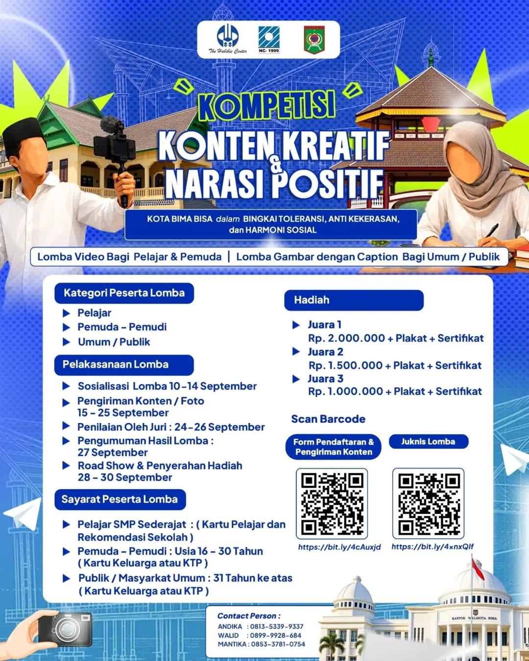 Kompetisi Konten Kreatif & Narasi Positif 'Kota Bima BISA dalam Bingkai Toleransi, Anti Kekerasan, dan Harmoni Sosial' - Poster 2