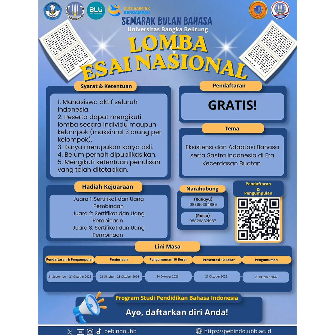 Lomba Esai Nasional Semarak Bulan Bahasa Universitas Bangka Belitung - Poster 2