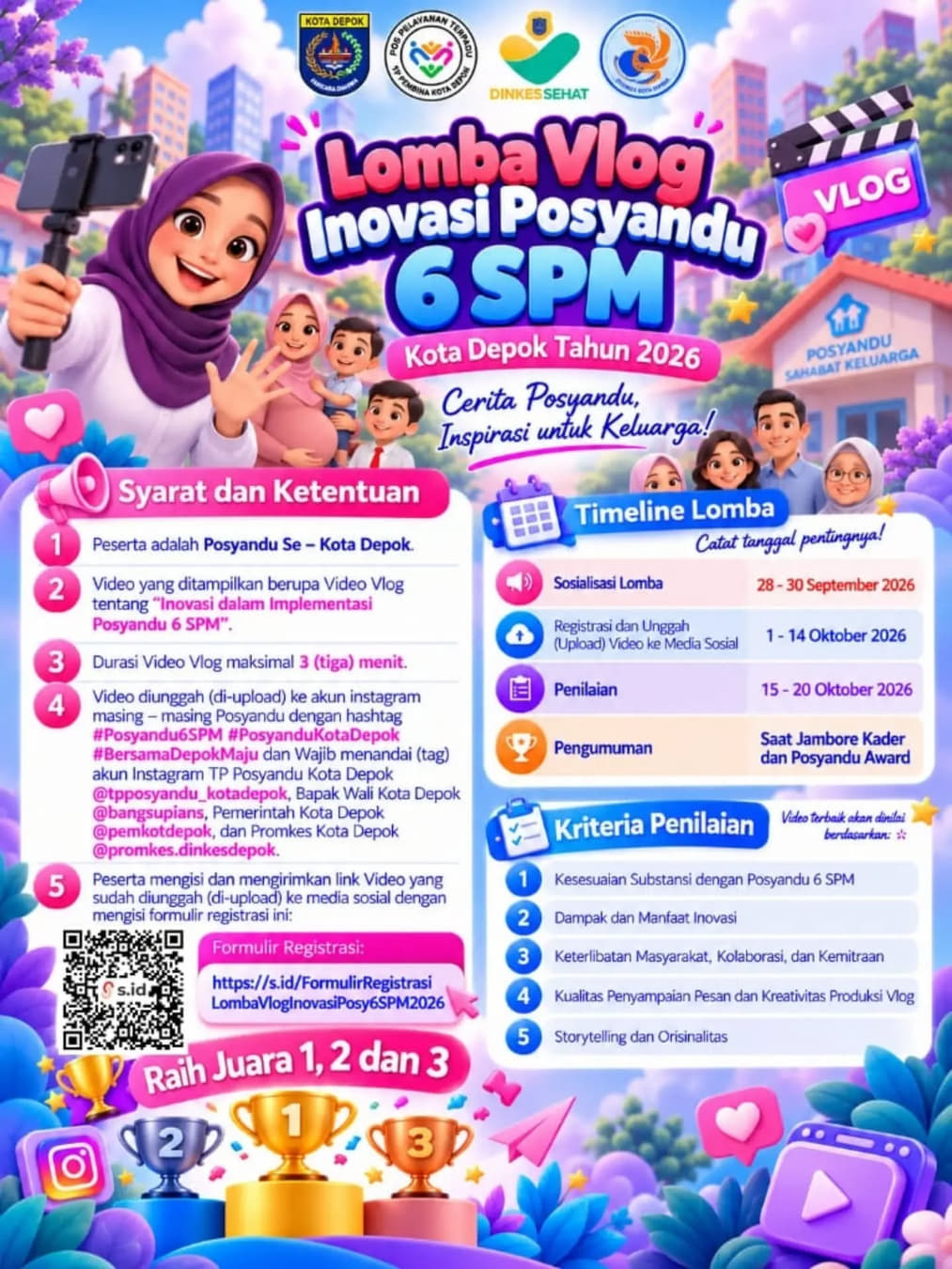 Lomba Vlog Inovasi Posyandu 6 SPM Kota Depok Tahun 2026 - Poster 2